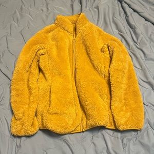 Uniqlo Golden Yellow Faux Fur full zip jacket NWOT